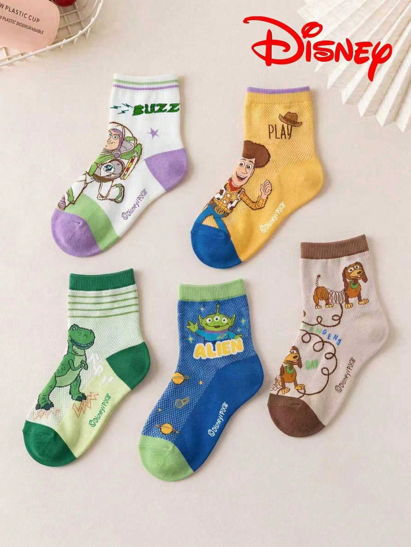 10/5/1 Pair Genuine Disney Mesh Hollow Mid-Calf Socks, Suitable For Summer Wear. Adorable Cartoon Design, Fashionable And Cute Disney Socks For Infants. Breathable, Sweat-Wicking, Casual, Multifunctio