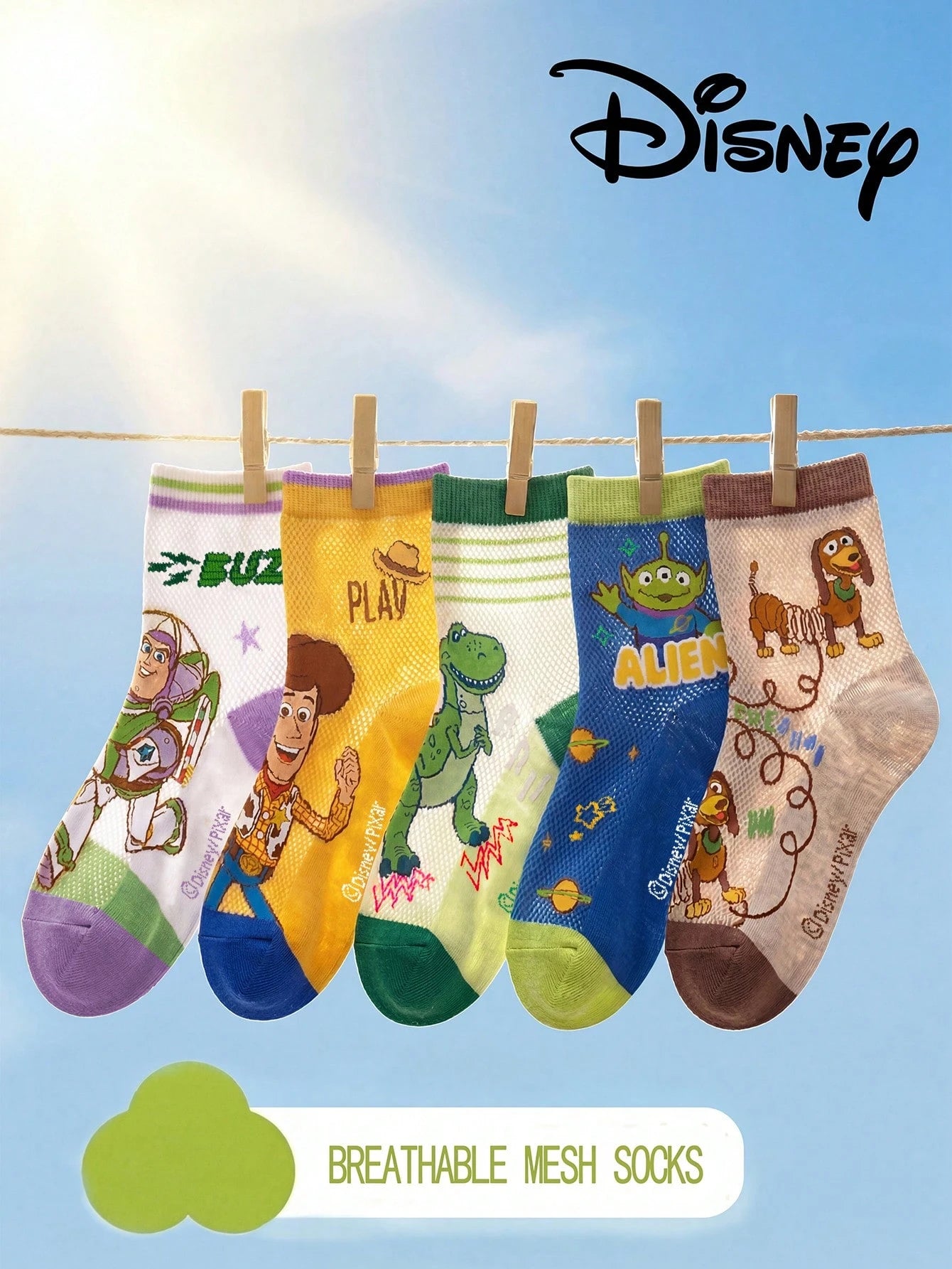 10/5/1 Pair Genuine Disney Mesh Hollow Mid-Calf Socks, Suitable For Summer Wear. Adorable Cartoon Design, Fashionable And Cute Disney Socks For Infants. Breathable, Sweat-Wicking, Casual, Multifunctio