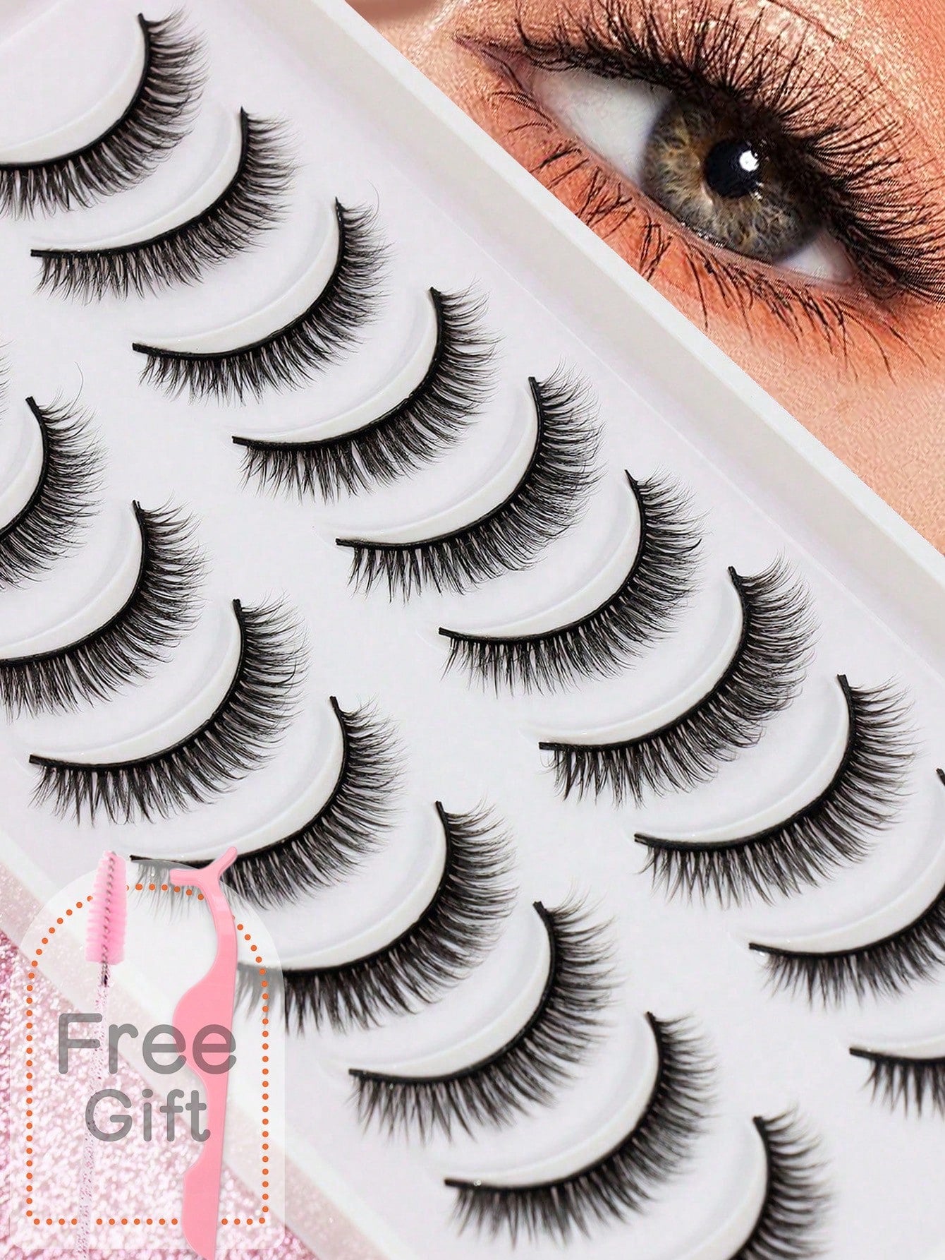 10/5/1 Pair Natural C Curl False Eyelashes, Fluffy Soft, Dense 3D Lashes, Long & Thin, Messy Multi-Layer, Short & Thick, Can Be Grafted, Loose False Eyelashes, Suitable For Makeup, Wedding, Party, Nig