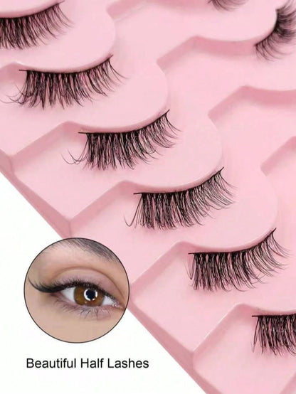 10/7 Pairs Natural Cat Eye Style False Eyelashes, Faux Mink Hair, Fluffy And Soft, Semi-Dramatic Length, Suitable For Daily Wear