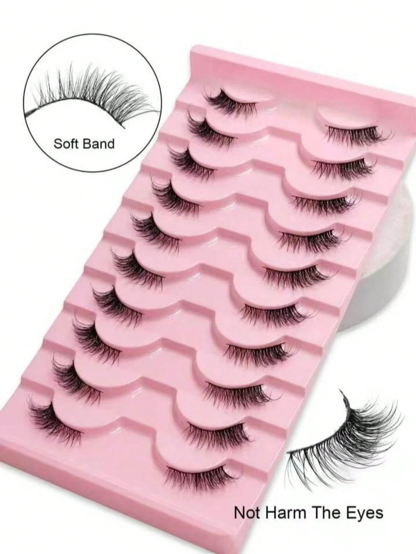 10/7 Pairs Natural Cat Eye Style False Eyelashes, Faux Mink Hair, Fluffy And Soft, Semi-Dramatic Length, Suitable For Daily Wear