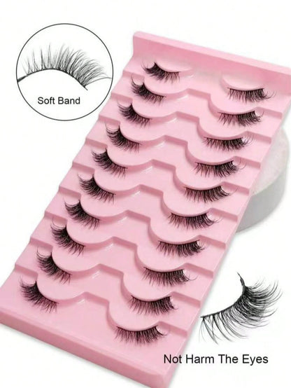 10/7 Pairs Natural Cat Eye Style False Eyelashes, Faux Mink Hair, Fluffy And Soft, Semi-Dramatic Length, Suitable For Daily Wear