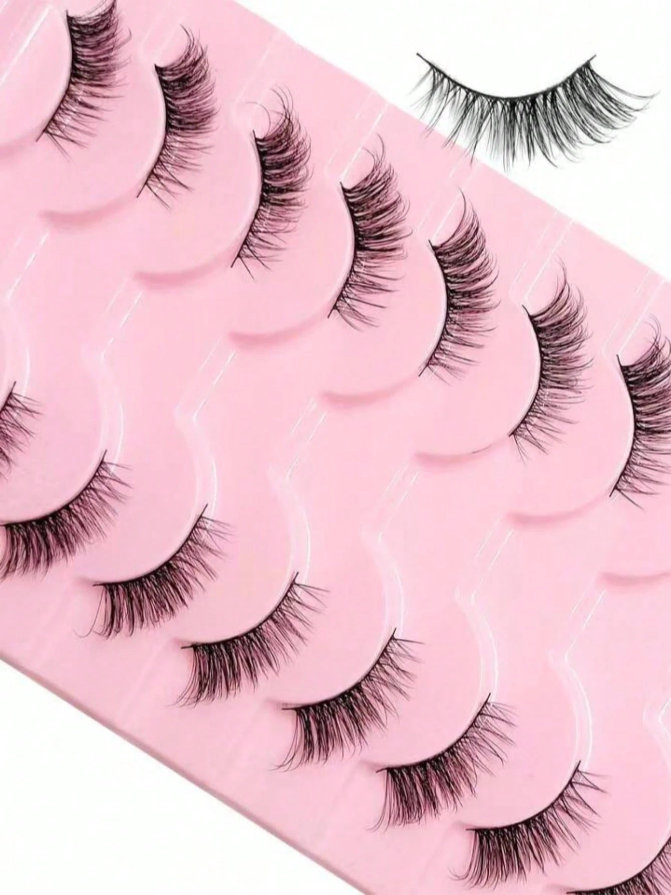10/7 Pairs Natural Cat Eye Style False Eyelashes, Faux Mink Hair, Fluffy And Soft, Semi-Dramatic Length, Suitable For Daily Wear