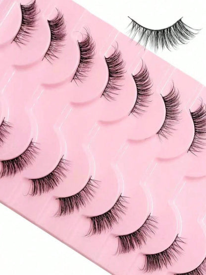 10/7 Pairs Natural Cat Eye Style False Eyelashes, Faux Mink Hair, Fluffy And Soft, Semi-Dramatic Length, Suitable For Daily Wear