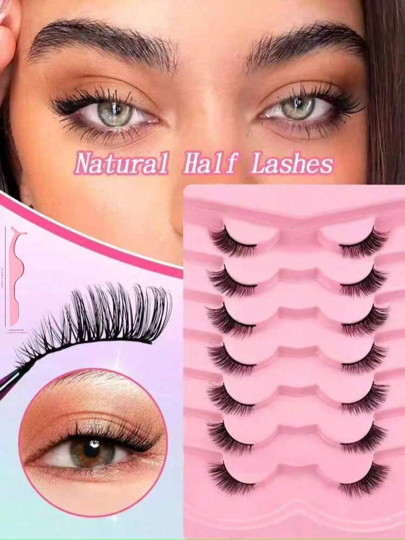 10/7 Pairs Natural Cat Eye Style False Eyelashes, Faux Mink Hair, Fluffy And Soft, Semi-Dramatic Length, Suitable For Daily Wear