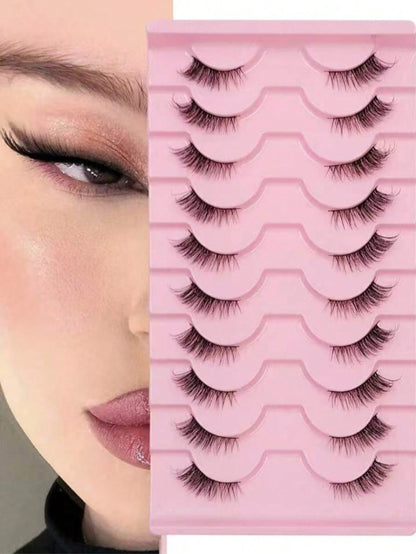 10/7 Pairs Natural Cat Eye Style False Eyelashes, Faux Mink Hair, Fluffy And Soft, Semi-Dramatic Length, Suitable For Daily Wear