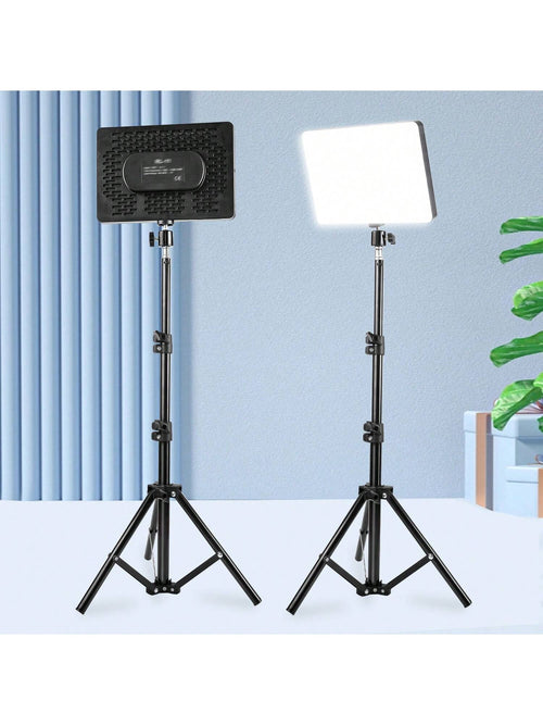 10 Inch LED Square Light With 110cm Adjustable Tripod Stand- Enhanced Brightness, Full Coverage- Perfect For Photography, Makeup, Group Selfies, Meetings, And Live Streaming Nan Strong Load-Bearing