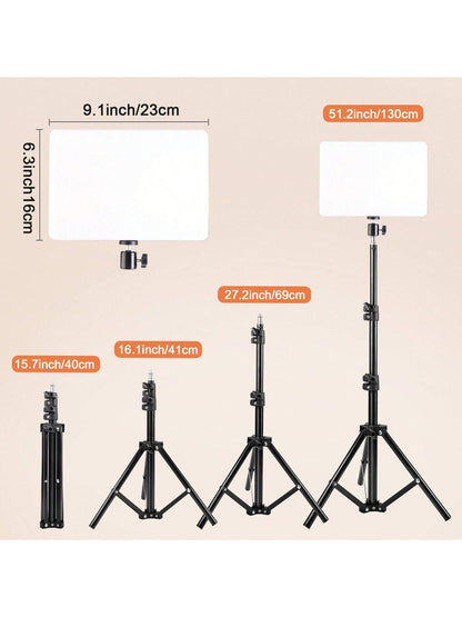 10 Inch LED Square Light With 110cm Adjustable Tripod Stand- Enhanced Brightness, Full Coverage- Perfect For Photography, Makeup, Group Selfies, Meetings, And Live Streaming Nan Strong Load-Bearing