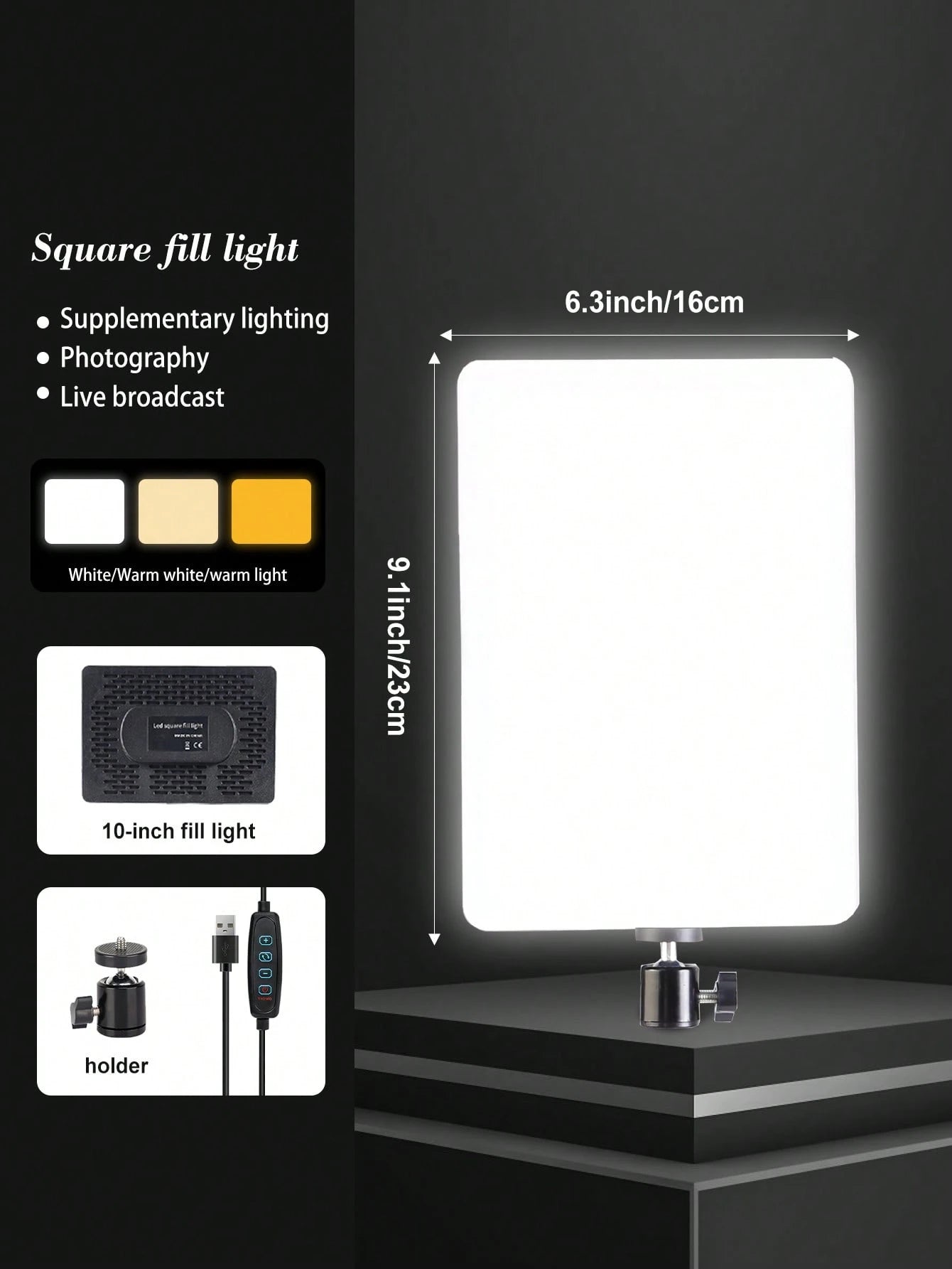 10 Inch LED Square Light With 110cm Adjustable Tripod Stand- Enhanced Brightness, Full Coverage- Perfect For Photography, Makeup, Group Selfies, Meetings, And Live Streaming Nan Strong Load-Bearing