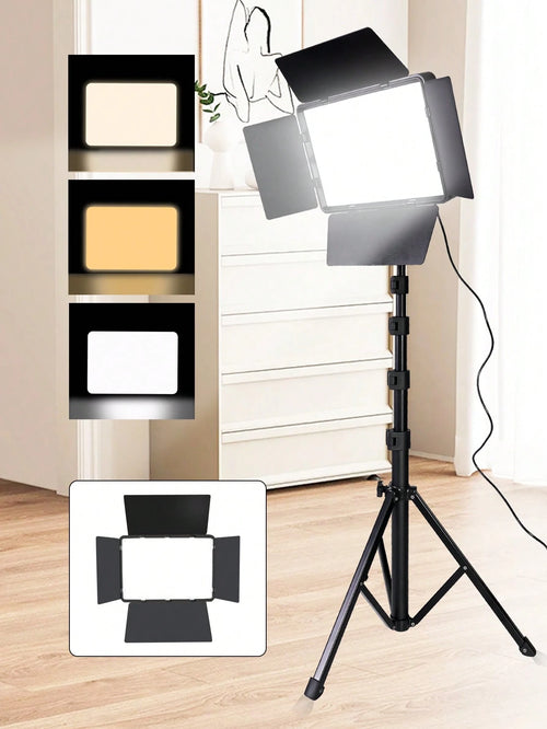 10 Inch Professional LED Studio Spotlight With 130cm Adjustable Tripod| Portable Square Light With Diffuser Panel (22.5x16cm)| 3-Color Mild Ultra Bright Lighting Suitable For Photography, Live Strea