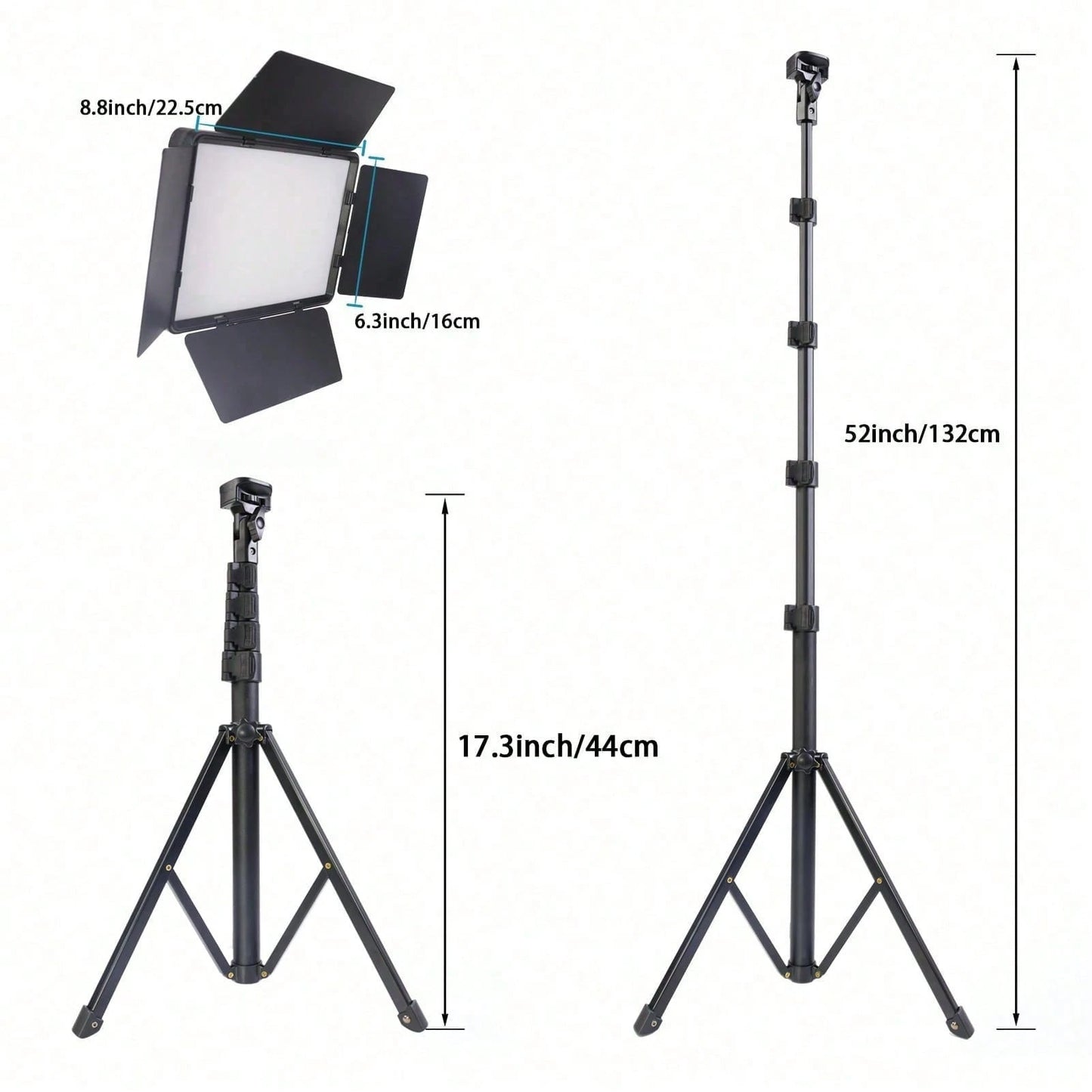 10 Inch Professional LED Studio Spotlight With 130cm Adjustable Tripod| Portable Square Light With Diffuser Panel (22.5x16cm)| 3-Color Mild Ultra Bright Lighting Suitable For Photography, Live Strea