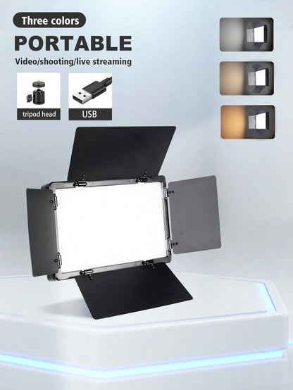 10 Inch Professional LED Studio Spotlight With 130cm Adjustable Tripod| Portable Square Light With Diffuser Panel (22.5x16cm)| 3-Color Mild Ultra Bright Lighting Suitable For Photography, Live Strea