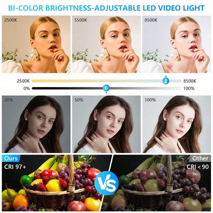 10 Inch Professional LED Studio Spotlight With 130cm Adjustable Tripod| Portable Square Light With Diffuser Panel (22.5x16cm)| 3-Color Mild Ultra Bright Lighting Suitable For Photography, Live Strea