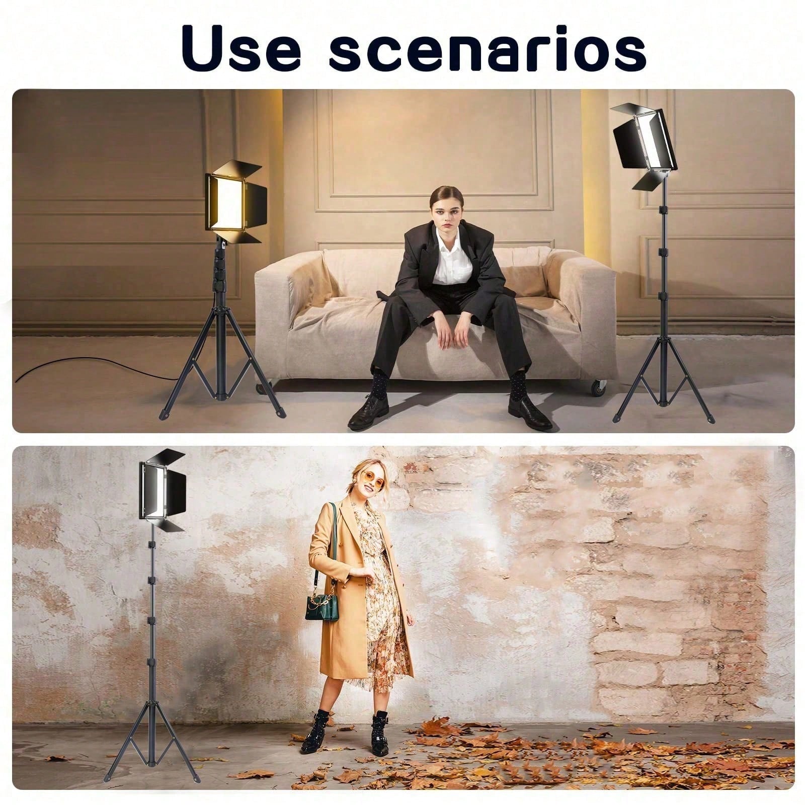 10 Inch Professional LED Studio Spotlight With 130cm Adjustable Tripod| Portable Square Light With Diffuser Panel (22.5x16cm)| 3-Color Mild Ultra Bright Lighting Suitable For Photography, Live Strea