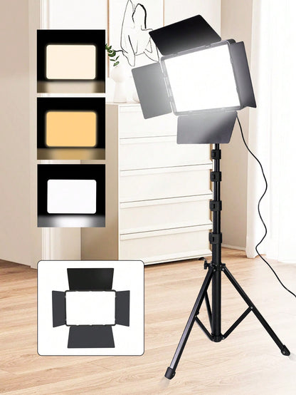 10 Inch Professional LED Studio Spotlight With 130cm Adjustable Tripod| Portable Square Light With Diffuser Panel (22.5x16cm)| 3-Color Mild Ultra Bright Lighting Suitable For Photography, Live Strea