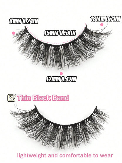 10 Pairs Cat Eye False Eyelashes, Fluffy Lightweight Soft, Create Natural Makeup Effect, 3D Faux Mink Hair False Eyelashes, Reusable For Daily Makeup, Strip False Eyelashes, Eyelashes, False Eyelashes