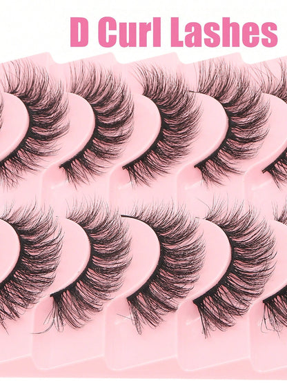 10 Pairs Cat Eye False Eyelashes, Fluffy Lightweight Soft, Create Natural Makeup Effect, 3D Faux Mink Hair False Eyelashes, Reusable For Daily Makeup, Strip False Eyelashes, Eyelashes, False Eyelashes