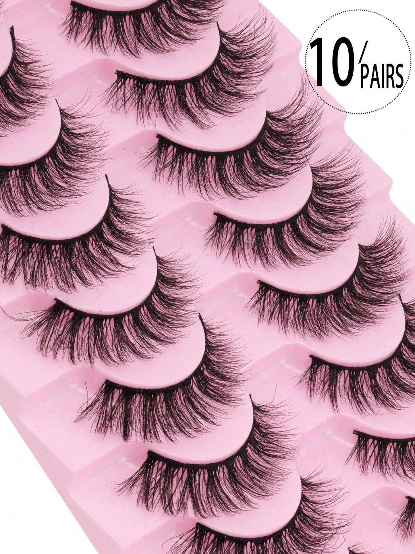 10 Pairs Cat Eye False Eyelashes, Fluffy Lightweight Soft, Create Natural Makeup Effect, 3D Faux Mink Hair False Eyelashes, Reusable For Daily Makeup, Strip False Eyelashes, Eyelashes, False Eyelashes
