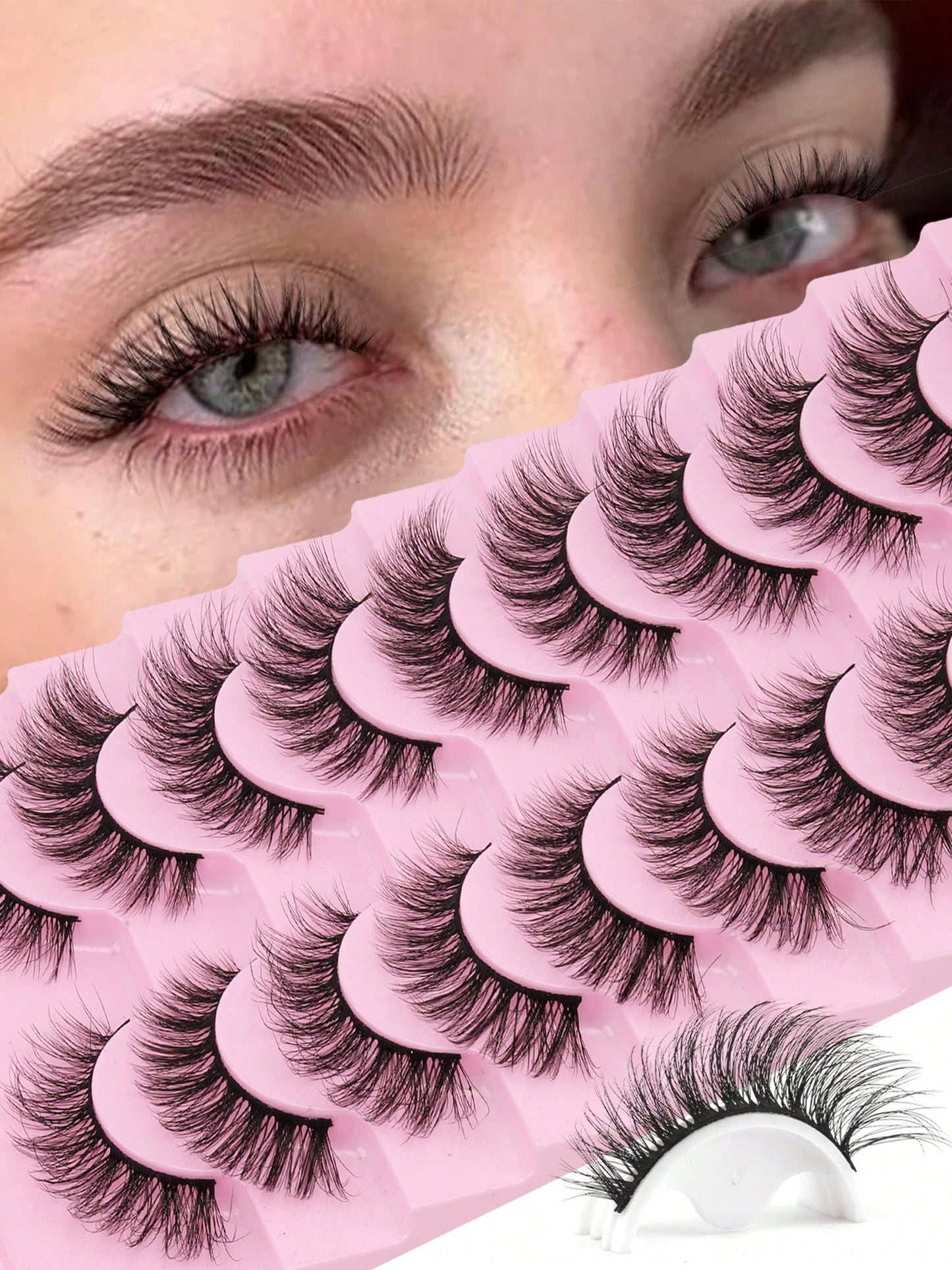 10 Pairs Cat Eye False Eyelashes, Fluffy Lightweight Soft, Create Natural Makeup Effect, 3D Faux Mink Hair False Eyelashes, Reusable For Daily Makeup, Strip False Eyelashes, Eyelashes, False Eyelashes