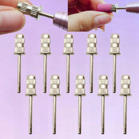 10 Pcs Mandrel Nail Drill Big 6.2MM Mini 3/32 Shank Big Sanding Bands For Electric Drill File Machine Stains Steel Manicure Pedicure Tool Kit For Acrylic Nails