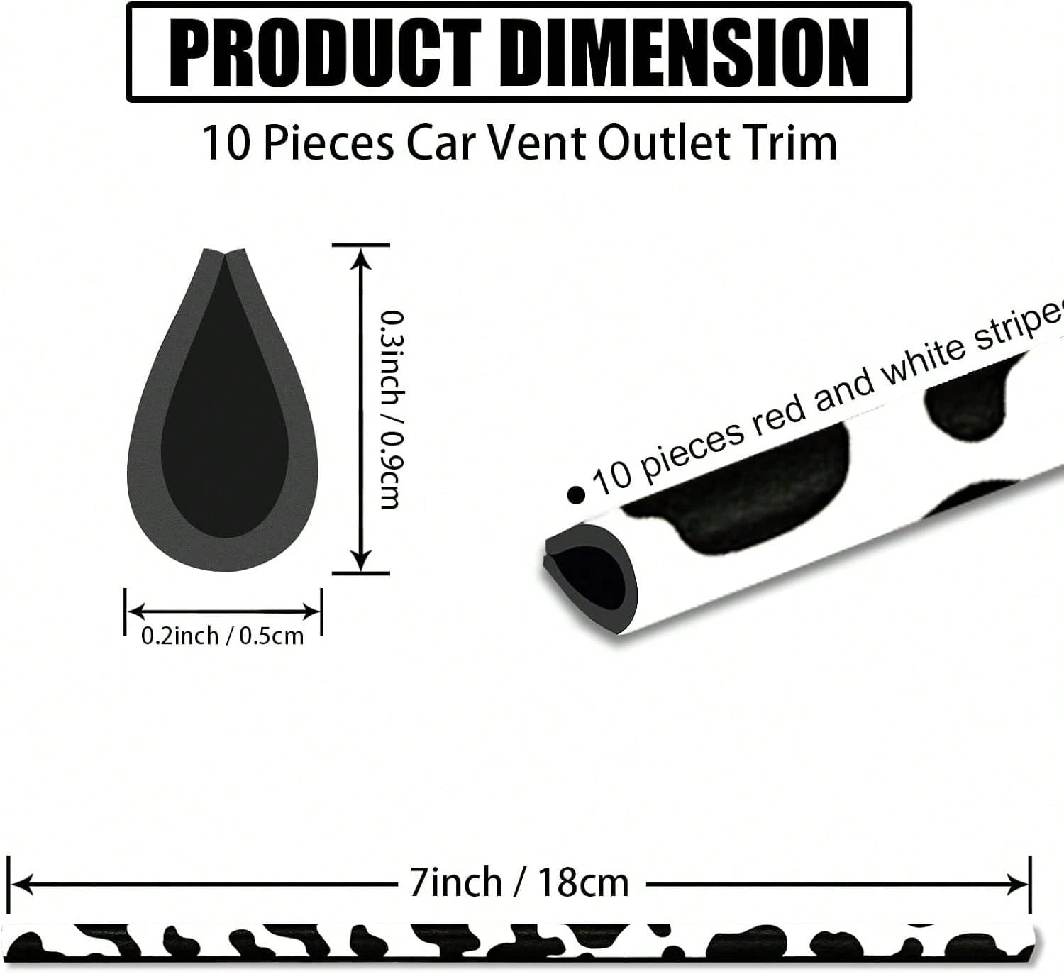 10 Pieces Cow Print Car Air Conditioner Air Outlet Decorative Strips, Cow Print Car Accessories, Flexible Shiny Auto Car Vent Interior Accessories For All Air Vent Outlet (Black White-Cow)