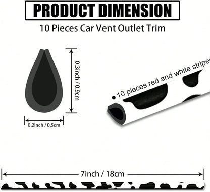 10 Pieces Cow Print Car Air Conditioner Air Outlet Decorative Strips, Cow Print Car Accessories, Flexible Shiny Auto Car Vent Interior Accessories For All Air Vent Outlet (Black White-Cow)