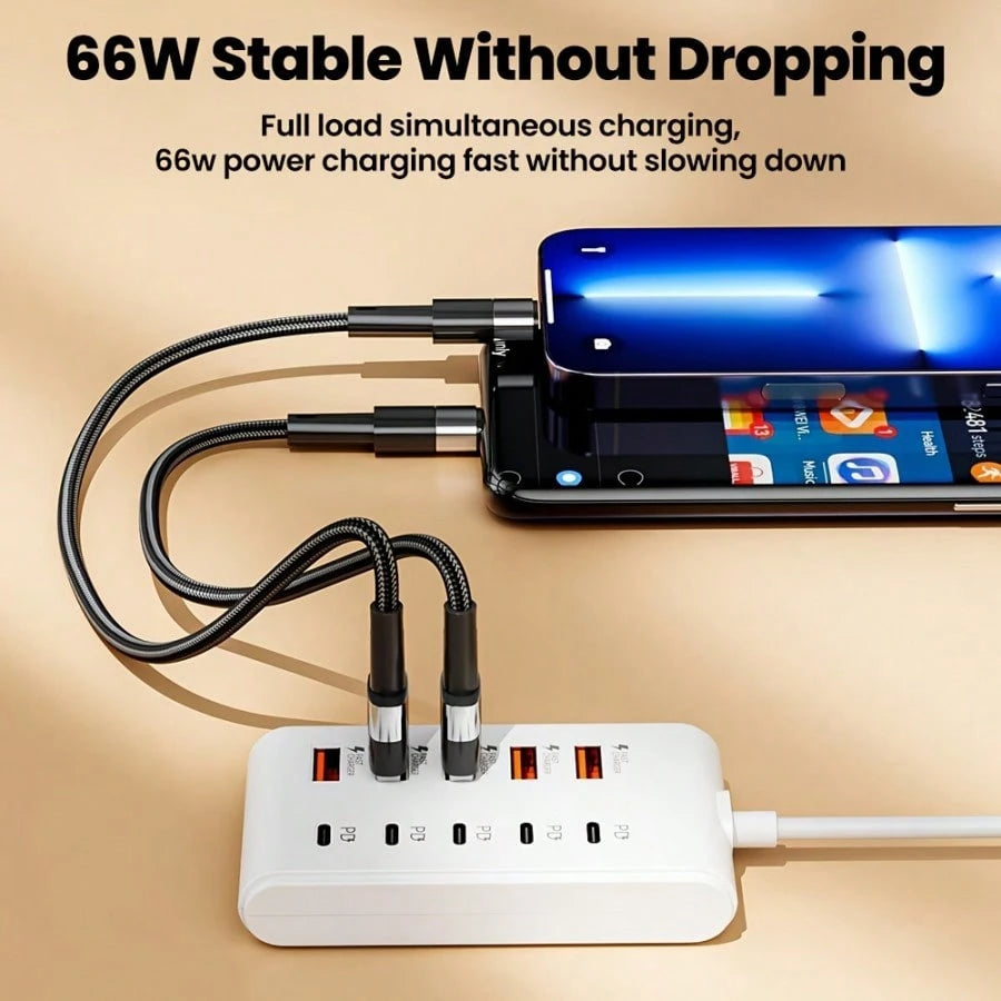 10-Port USB Fast Charging Station- 5*Type-C PD + 5*USB-A Interfaces| Compact Design, High-Speed Charging, Power Adapter, Essential For Technology Enthusiasts, Workspace Organizer, Space-Saving Charg