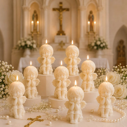 10 Sets Baby Baptism Party Favors Angel Set, Includes Organza Bags And Thank You Cards, Suitable For Baptism, First Communion, Baby Shower Gifts, Guest Favors Decoration