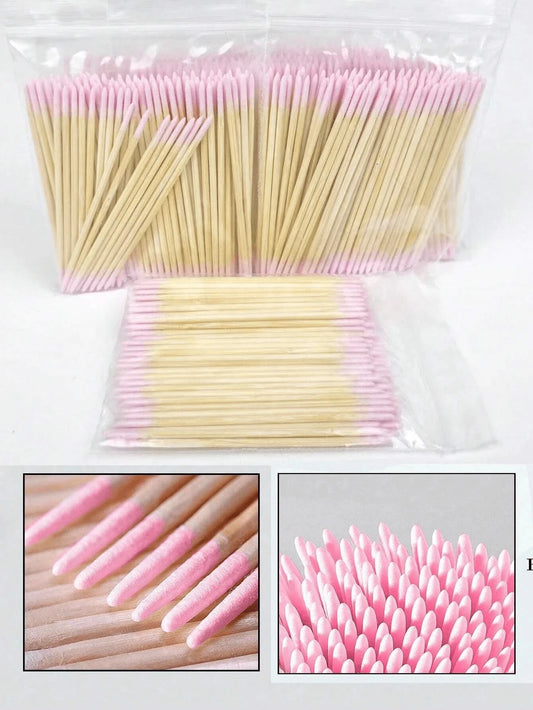 100/200/300/500/1000/2000PCSDouble Headed Nail Polish Wiping Wooden Stick,Small Tip Double Head Tattooed Eyebrows Beauty Makeup Tools For Wiping, About 100Pcs/Pack (1/2/3//5/10/20 Pack For Packaging