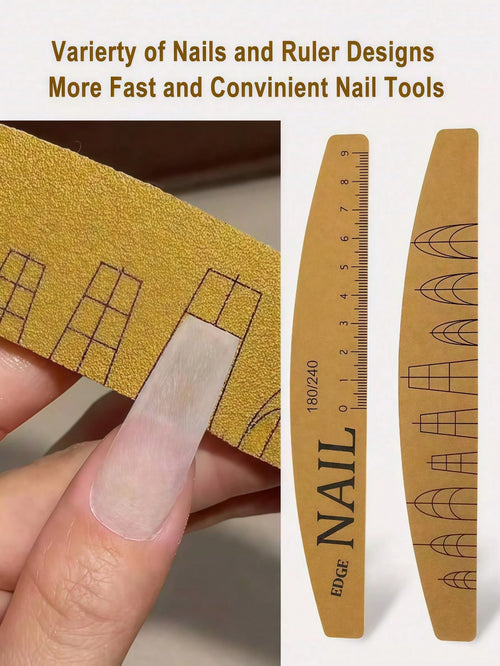 100/50/25/20/10/8/6/4/3/2/1pc Washable Wear-Resistant Nail File With Scale, Non-Shedding Sponge Buffer, Durable Double-Sided Nail File For Shaping And Polishing, Random Style And Color.Washable Durabl