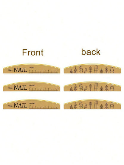 100/50/25/20/10/8/6/4/3/2/1pc Washable Wear-Resistant Nail File With Scale, Non-Shedding Sponge Buffer, Durable Double-Sided Nail File For Shaping And Polishing, Random Style And Color.Washable Durabl