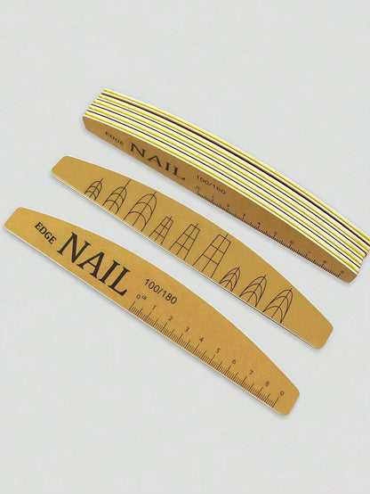 100/50/25/20/10/8/6/4/3/2/1pc Washable Wear-Resistant Nail File With Scale, Non-Shedding Sponge Buffer, Durable Double-Sided Nail File For Shaping And Polishing, Random Style And Color.Washable Durabl
