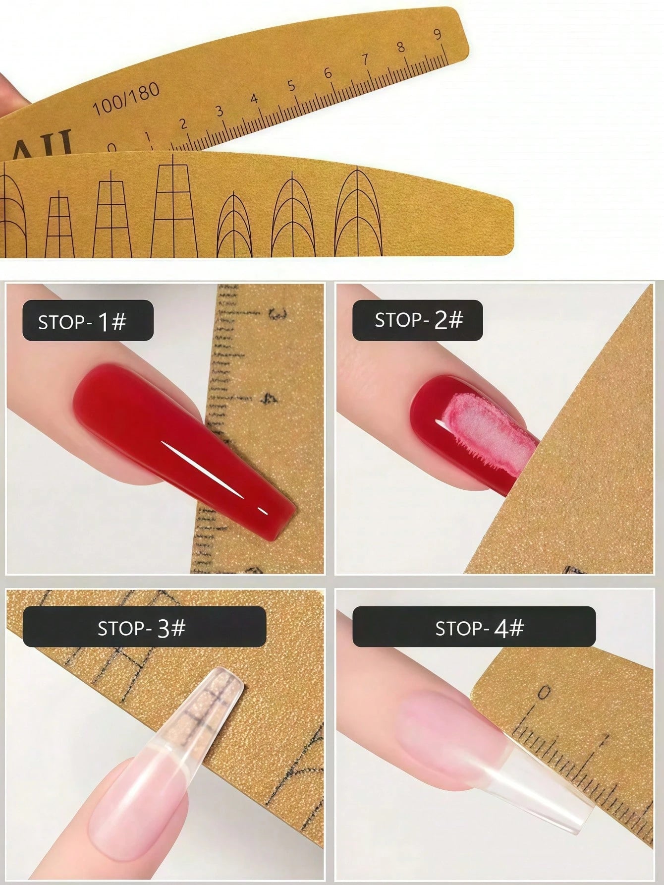 100/50/25/20/10/8/6/4/3/2/1pc Washable Wear-Resistant Nail File With Scale, Non-Shedding Sponge Buffer, Durable Double-Sided Nail File For Shaping And Polishing, Random Style And Color.Washable Durabl