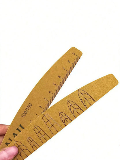 100/50/25/20/10/8/6/4/3/2/1pc Washable Wear-Resistant Nail File With Scale, Non-Shedding Sponge Buffer, Durable Double-Sided Nail File For Shaping And Polishing, Random Style And Color.Washable Durabl
