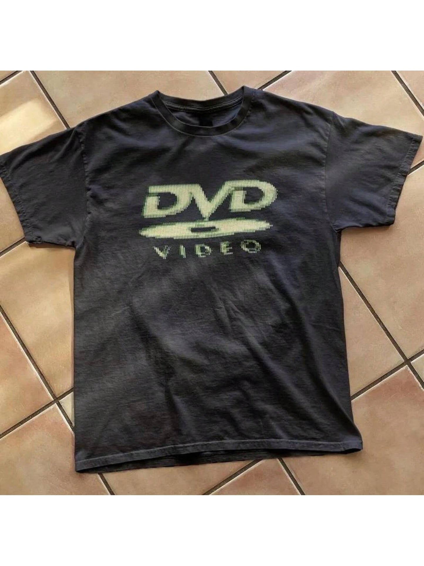 [100% Cotton] DVD Video Nostalgic Green Logo Vintage Gaming Print T-Shirt 2000s Aesthetic Retro Summer Shirt- Unisex Women & Men's Campus Daily Wear