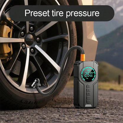 1000A 12V Portable Car Jump Starter 6000mAh With 150PSI Digital Tire Inflator LED Flashlight Power Bank Multi Safety Protection Emergency Booster For Car Motorcycle Viral Roadside Tool Gift For Driver