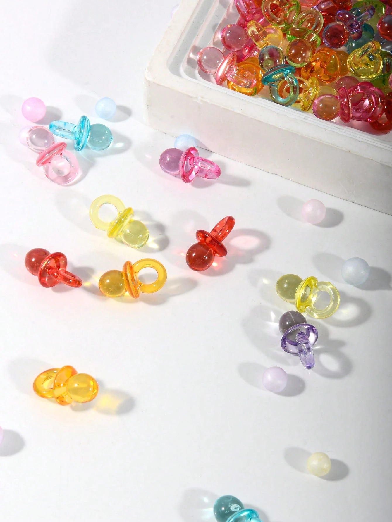 100pcs/150pcs Acrylic Pacifiers Suitable For Baby Shower Games, Cute Baby Shower Pacifiers, Diy Gender Revealing Party Table Scattering, Baby Shower Gifts, Multi-Color
