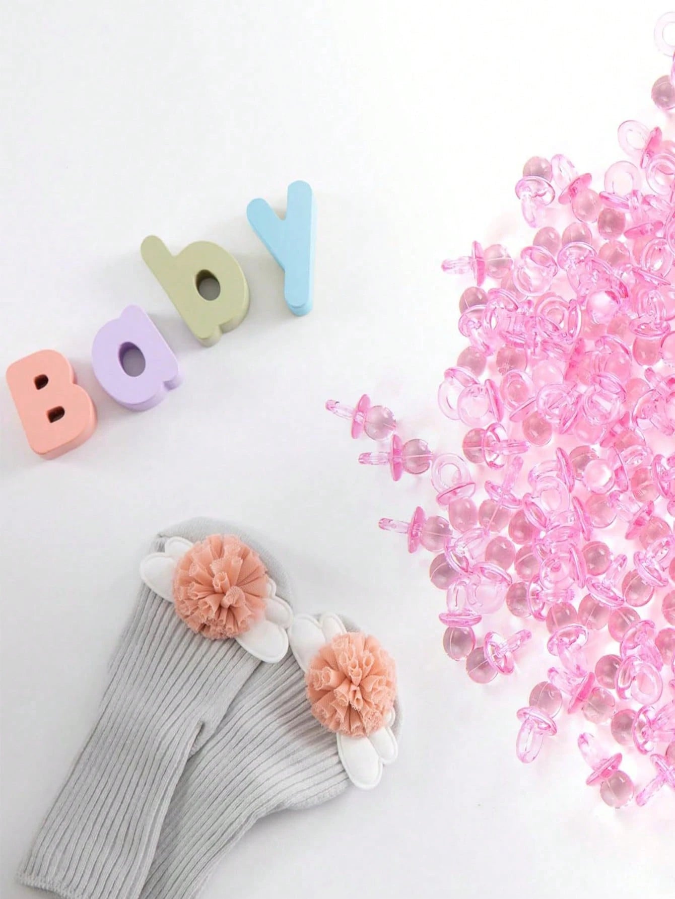 100pcs/150pcs Acrylic Pacifiers Suitable For Baby Shower Games, Cute Baby Shower Pacifiers, Diy Gender Revealing Party Table Scattering, Baby Shower Gifts, Multi-Color