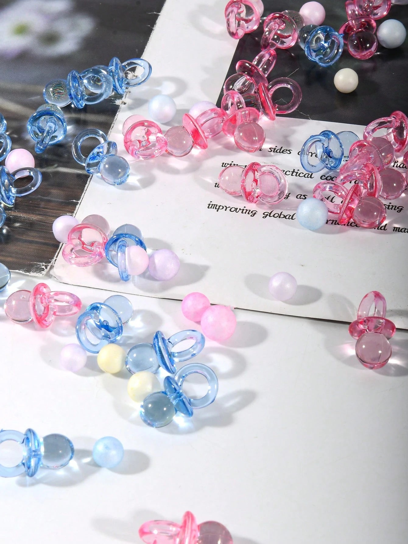100pcs/150pcs Acrylic Pacifiers Suitable For Baby Shower Games, Cute Baby Shower Pacifiers, Diy Gender Revealing Party Table Scattering, Baby Shower Gifts, Multi-Color