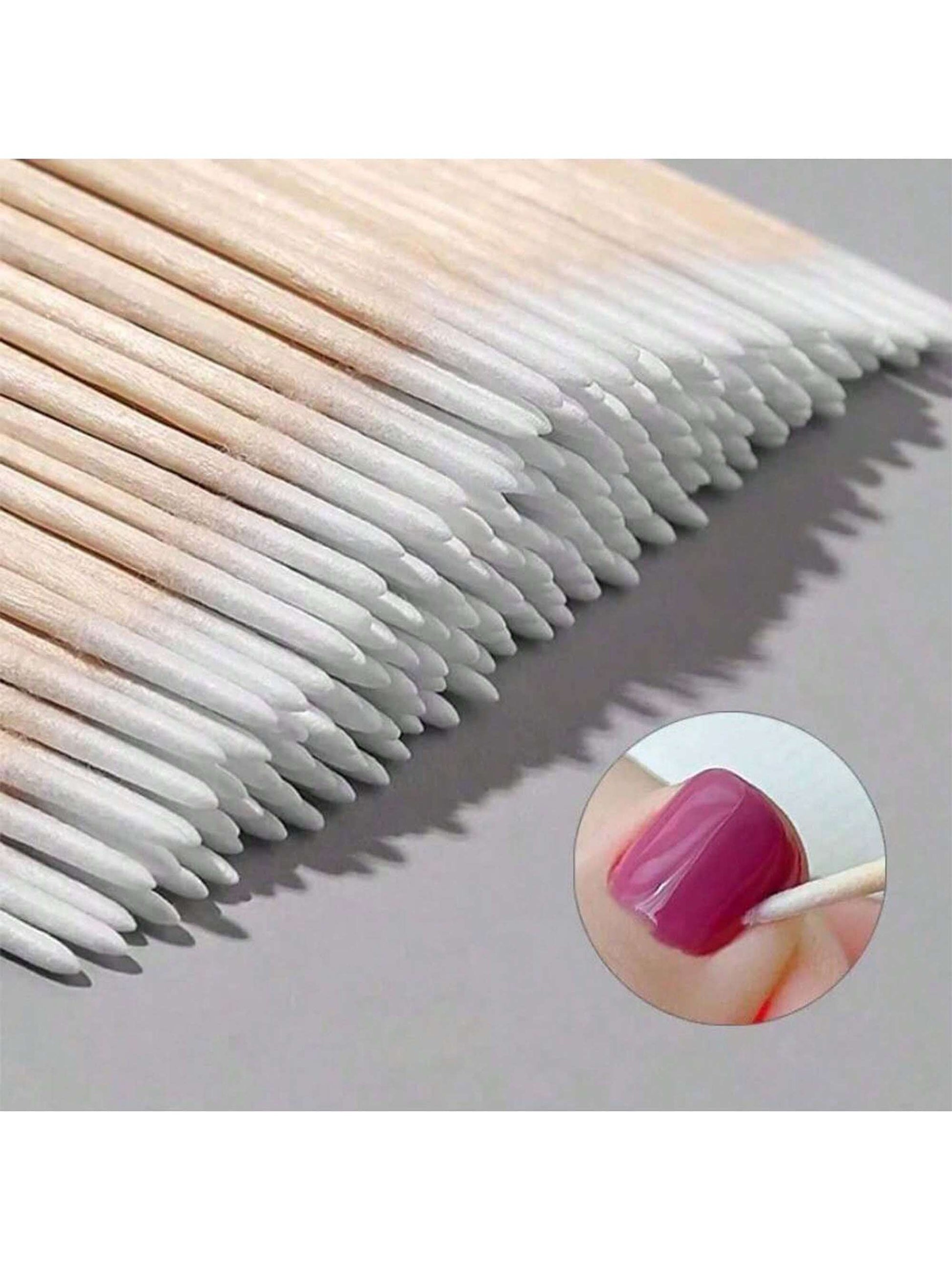100pcs/200pcs Nail Cleaning Swabs Cleaning Sticks With Wooden Handle, Nail Art Detail Corrector, Nail Polish Remover, Manicure Tools (Random Styles)