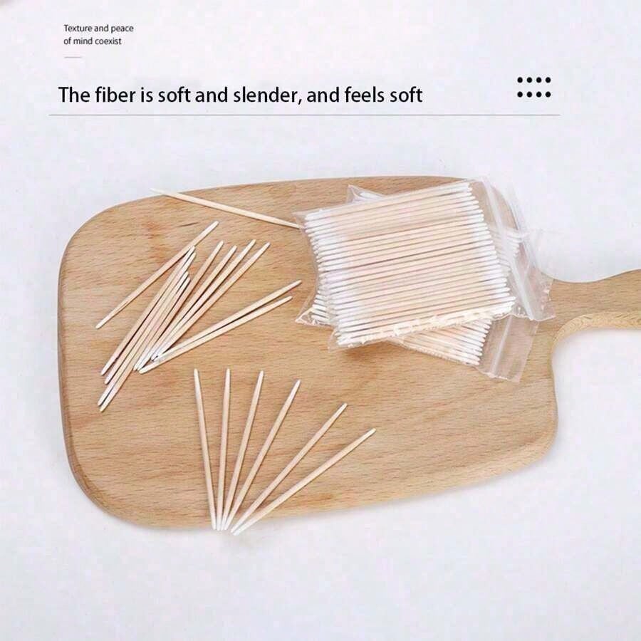 100pcs/200pcs Nail Cleaning Swabs Cleaning Sticks With Wooden Handle, Nail Art Detail Corrector, Nail Polish Remover, Manicure Tools (Random Styles)
