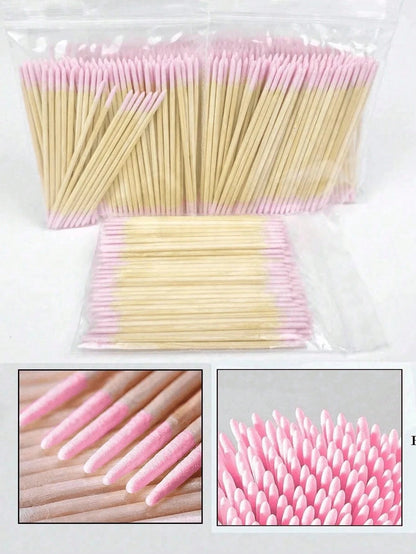 100pcs/200pcs Nail Cleaning Swabs Cleaning Sticks With Wooden Handle, Nail Art Detail Corrector, Nail Polish Remover, Manicure Tools (Random Styles)