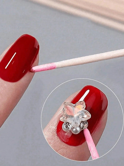 100pcs/200pcs Nail Cleaning Swabs Cleaning Sticks With Wooden Handle, Nail Art Detail Corrector, Nail Polish Remover, Manicure Tools (Random Styles)