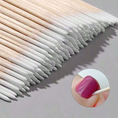100pcs/200pcs Nail Cleaning Swabs Cleaning Sticks With Wooden Handle, Nail Art Detail Corrector, Nail Polish Remover, Manicure Tools (Random Styles)