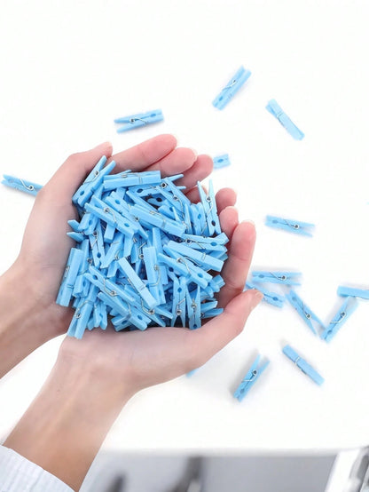 100pcs/50pcs Baby Shower Clothespins Game, Toddler Boys Plastic Clothespins, Mini Blue Clothespins, 1.2 Inch Large Pack, Ideal For Baby Shower, Gender Reveal Party Decor, Baby Gifts, DIY Crafts