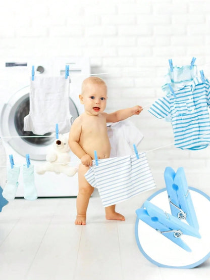 100pcs/50pcs Baby Shower Clothespins Game, Toddler Boys Plastic Clothespins, Mini Blue Clothespins, 1.2 Inch Large Pack, Ideal For Baby Shower, Gender Reveal Party Decor, Baby Gifts, DIY Crafts