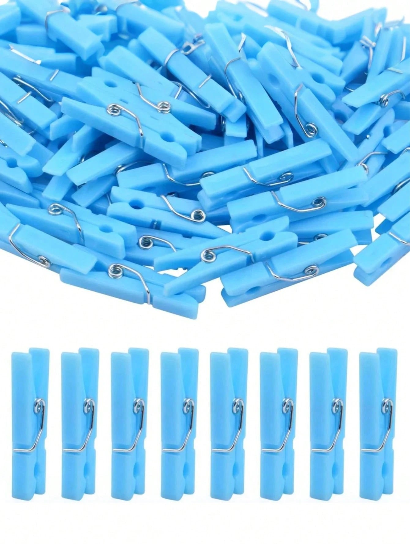 100pcs/50pcs Baby Shower Clothespins Game, Toddler Boys Plastic Clothespins, Mini Blue Clothespins, 1.2 Inch Large Pack, Ideal For Baby Shower, Gender Reveal Party Decor, Baby Gifts, DIY Crafts