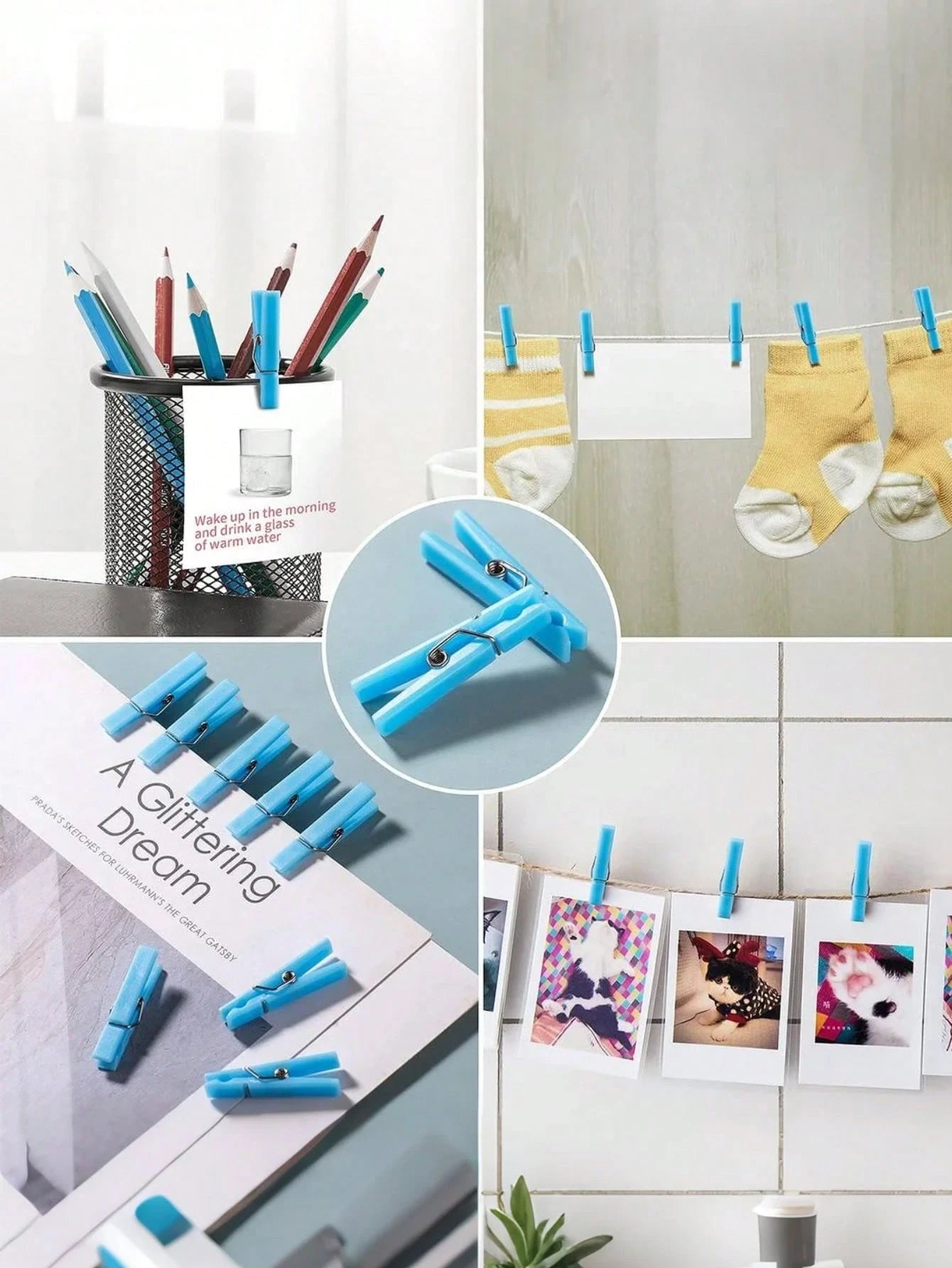 100pcs/50pcs Baby Shower Clothespins Game, Toddler Boys Plastic Clothespins, Mini Blue Clothespins, 1.2 Inch Large Pack, Ideal For Baby Shower, Gender Reveal Party Decor, Baby Gifts, DIY Crafts