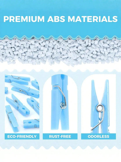 100pcs/50pcs Baby Shower Clothespins Game, Toddler Boys Plastic Clothespins, Mini Blue Clothespins, 1.2 Inch Large Pack, Ideal For Baby Shower, Gender Reveal Party Decor, Baby Gifts, DIY Crafts