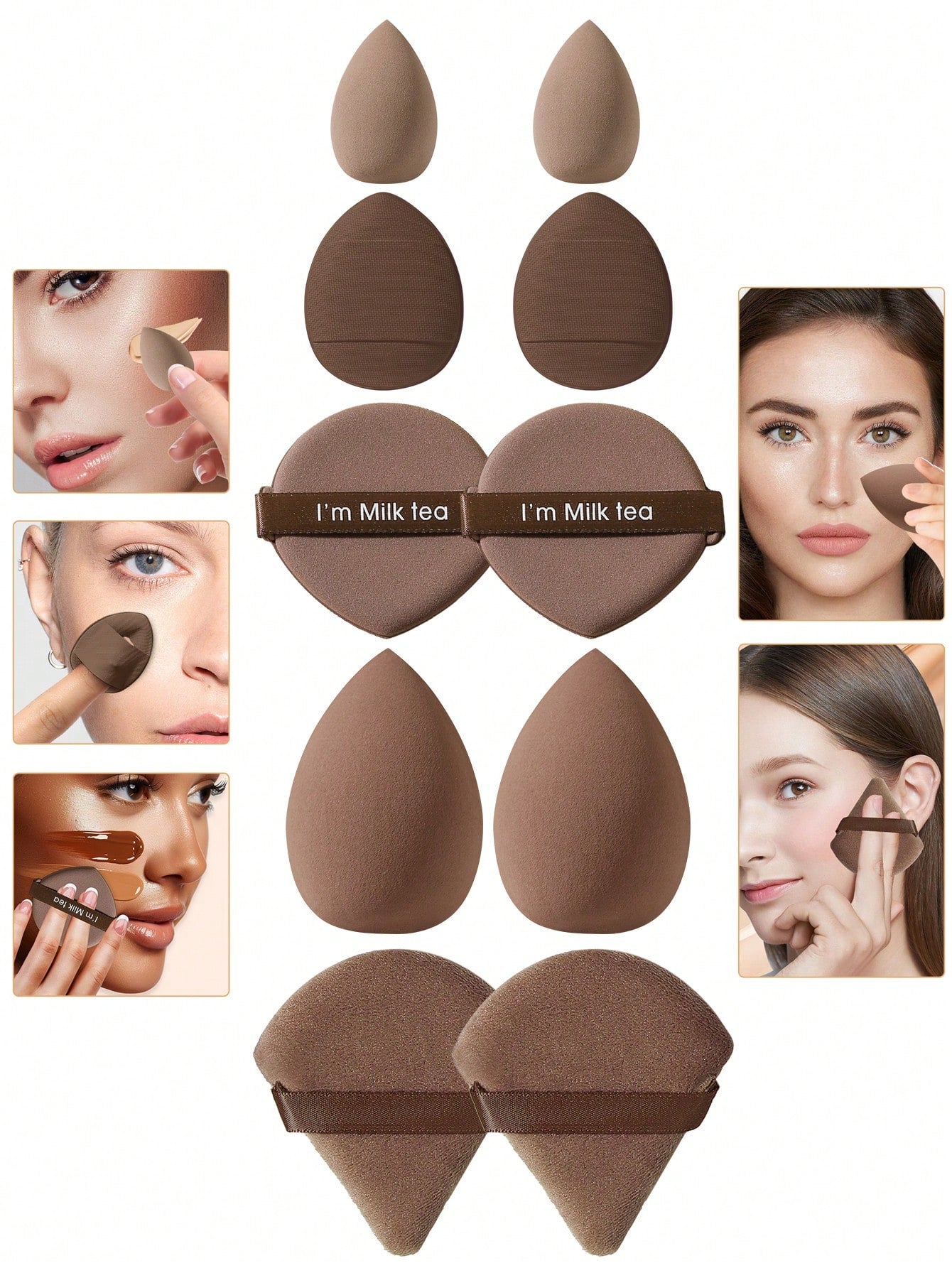 100pcs All-In-One Makeup Tool Set, Soft Makeup Sponges, Mini Sponges, Triangle Powder Puffs, Cushion Powder Puffs And Mini Cushion Powder Puffs, Suitable For Foundation, Concealer, Loose Powder Settin